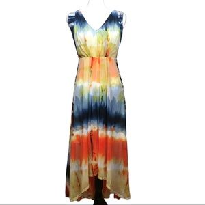 Simply Vera Vera Wang Tie-Dyed Watercolor high-low pleated dress